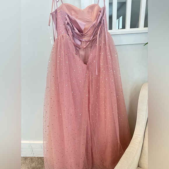 Starry PInk Tulle Prom Dress - Picture 6 of 7